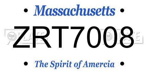 ZRT7008 Massachusetts License Plate