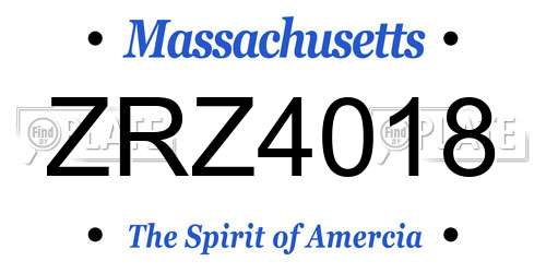 ZRZ4018 Massachusetts License Plate