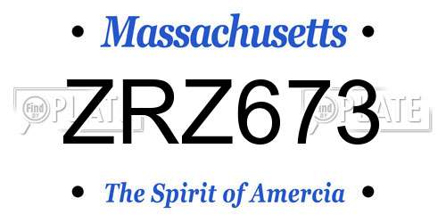 ZRZ673 Massachusetts License Plate