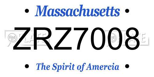 ZRZ7008 Massachusetts License Plate