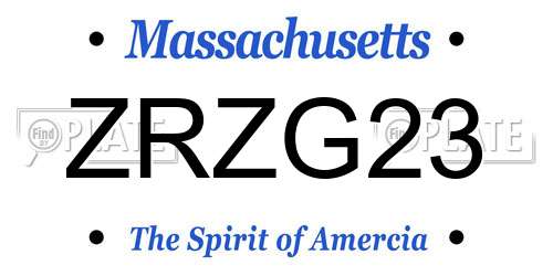 ZRZG23 Massachusetts License Plate