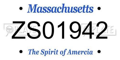 ZS01942 Massachusetts License Plate