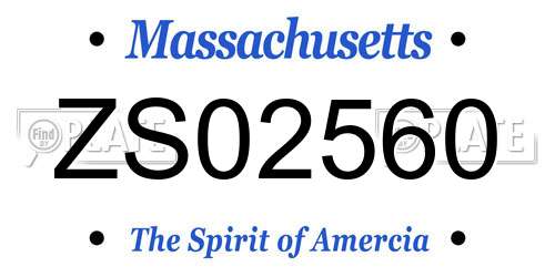 ZS02560 Massachusetts License Plate