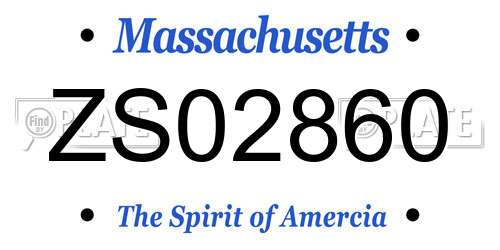 ZS02860 Massachusetts License Plate