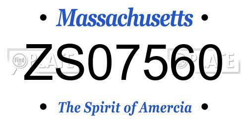 ZS07560 Massachusetts License Plate
