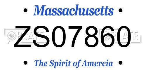 ZS07860 Massachusetts License Plate