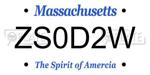 ZS0D2W Massachusetts License Plate