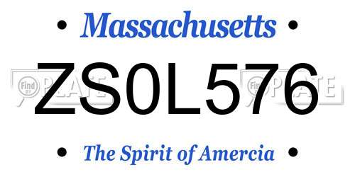 ZS0L576 Massachusetts License Plate