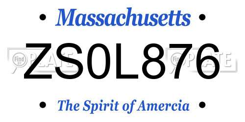 ZS0L876 Massachusetts License Plate