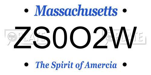 ZS0O2W Massachusetts License Plate
