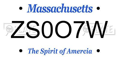 ZS0O7W Massachusetts License Plate