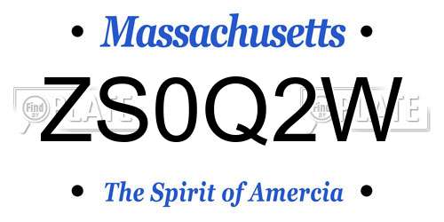 ZS0Q2W Massachusetts License Plate