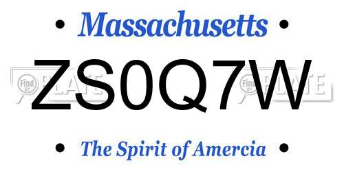 ZS0Q7W Massachusetts License Plate