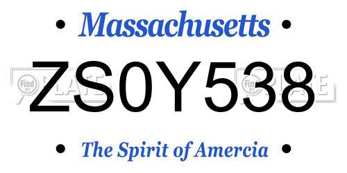 ZS0Y538 Massachusetts License Plate