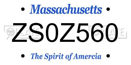 ZS0Z560 Massachusetts License Plate