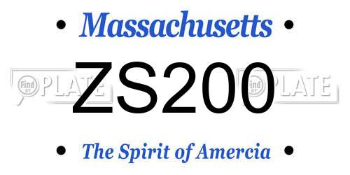 ZS200 Massachusetts License Plate