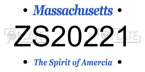 ZS20221 Massachusetts License Plate