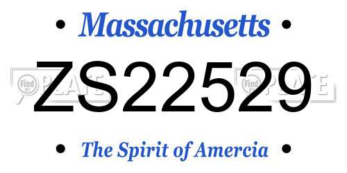 ZS22529 Massachusetts License Plate