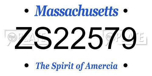 ZS22579 Massachusetts License Plate
