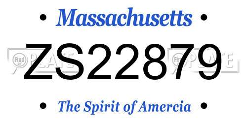 ZS22879 Massachusetts License Plate