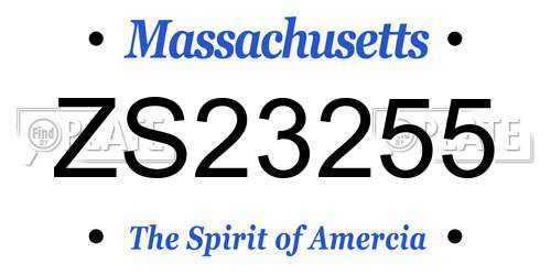 ZS23255 Massachusetts License Plate