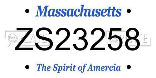 ZS23258 Massachusetts License Plate