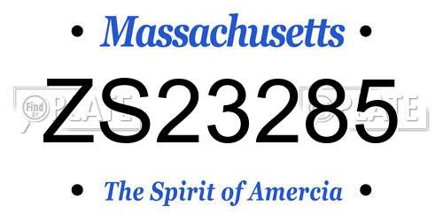 ZS23285 Massachusetts License Plate