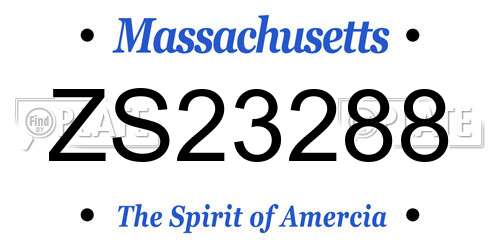 ZS23288 Massachusetts License Plate