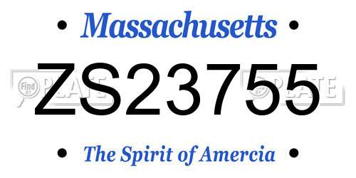 ZS23755 Massachusetts License Plate