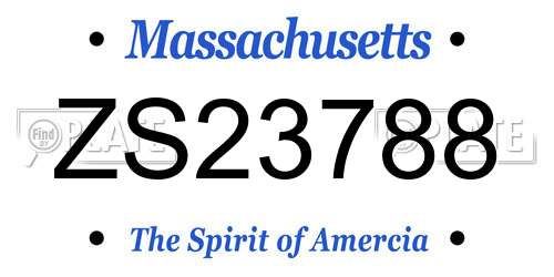 ZS23788 Massachusetts License Plate