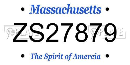 ZS27879 Massachusetts License Plate
