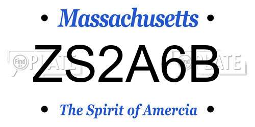 ZS2A6B Massachusetts License Plate