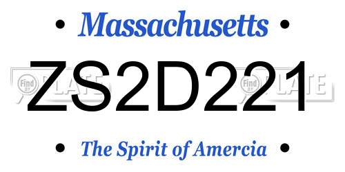 ZS2D221 Massachusetts License Plate