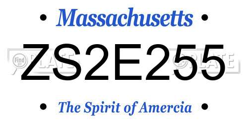 ZS2E255 Massachusetts License Plate