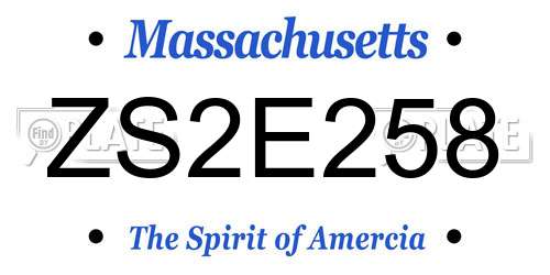ZS2E258 Massachusetts License Plate
