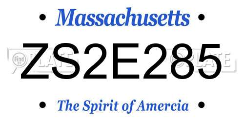 ZS2E285 Massachusetts License Plate