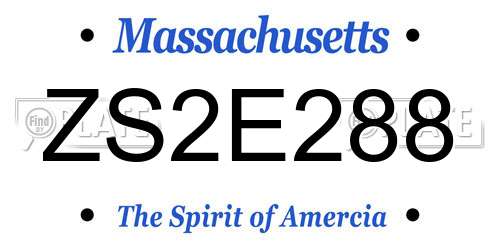 ZS2E288 Massachusetts License Plate
