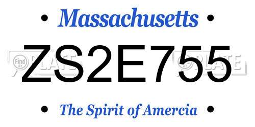 ZS2E755 Massachusetts License Plate