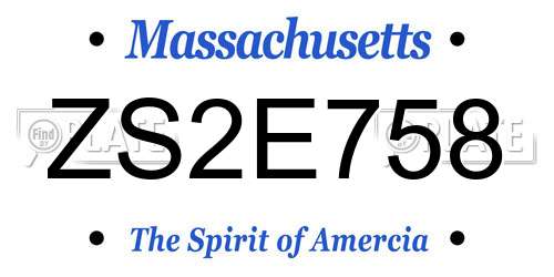 ZS2E758 Massachusetts License Plate