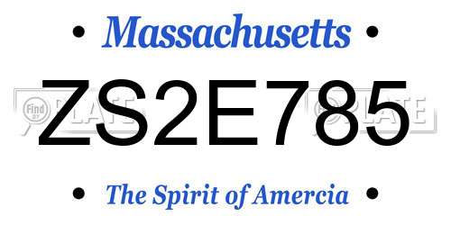 ZS2E785 Massachusetts License Plate