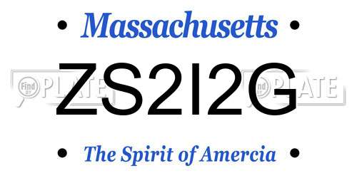 ZS2I2G Massachusetts License Plate