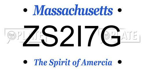 ZS2I7G Massachusetts License Plate