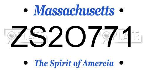 ZS2O771 Massachusetts License Plate