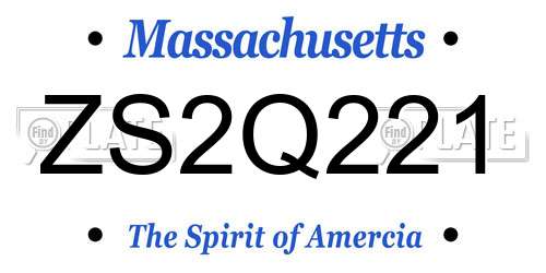 ZS2Q221 Massachusetts License Plate