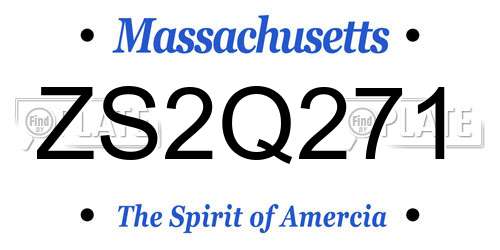 ZS2Q271 Massachusetts License Plate