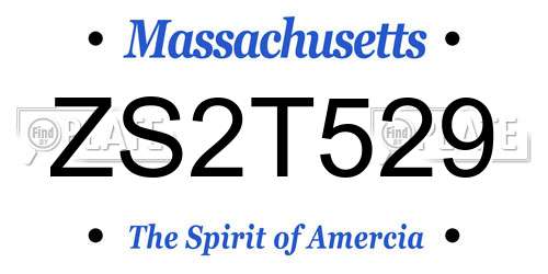 ZS2T529 Massachusetts License Plate