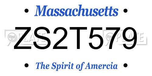 ZS2T579 Massachusetts License Plate