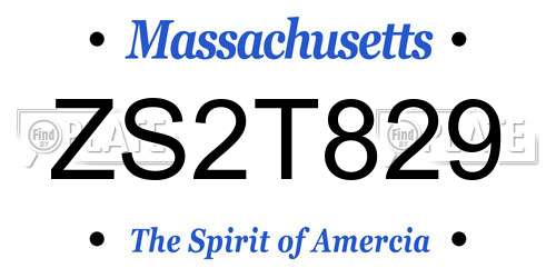 ZS2T829 Massachusetts License Plate