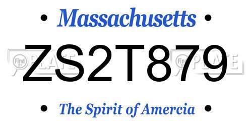 ZS2T879 Massachusetts License Plate