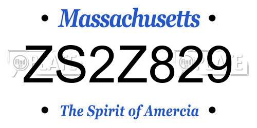ZS2Z829 Massachusetts License Plate